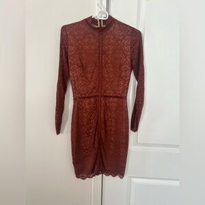 Aritzia Wilfred Long Sleeve Mini Lace Dress